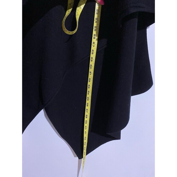 Zara Knit Poncho S Black Blanket Cape Shawl Wool Blend Old Money Boho Oversized - Picture 8 of 9